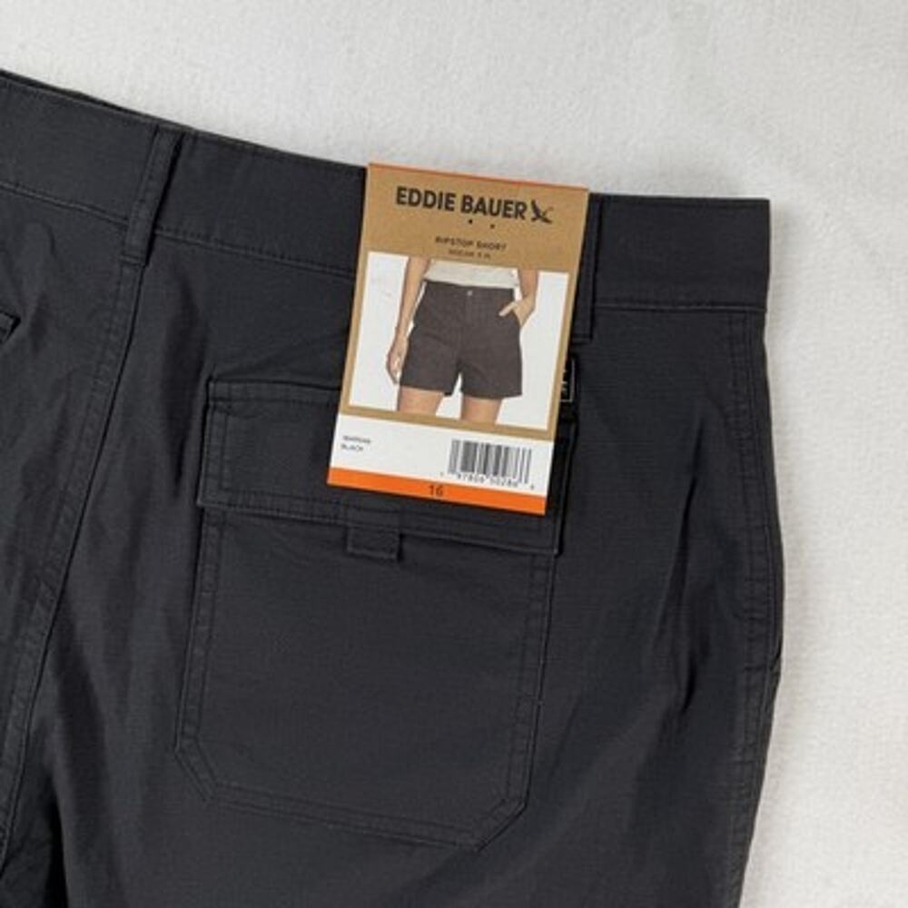 Eddie Bauer Ripstop Shorts 16 Black Stretch Hiking Utility Outdoor 5" Womens